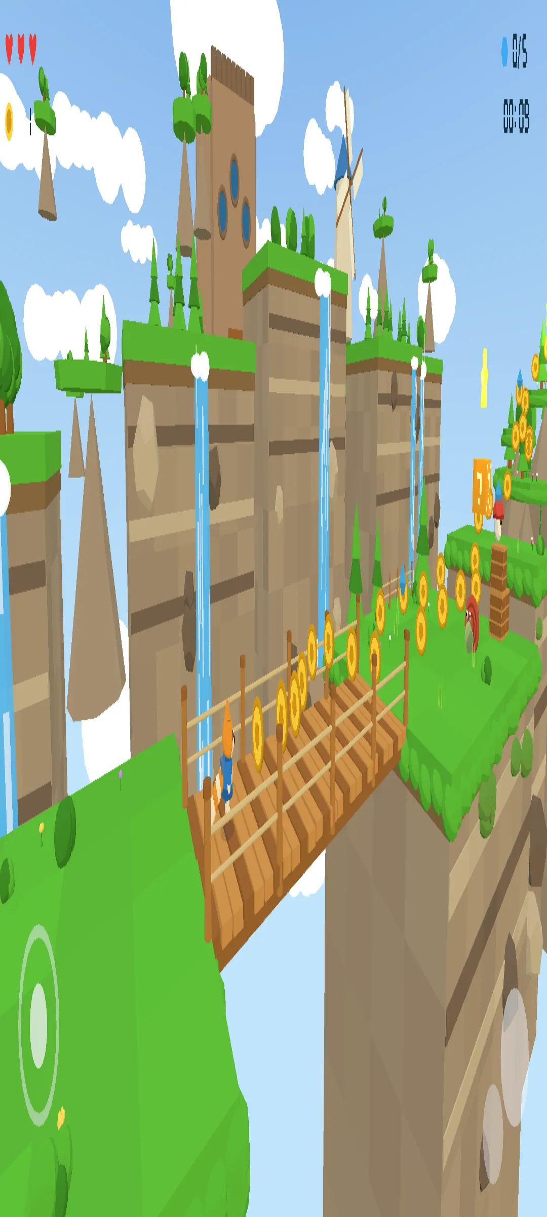 The fox platformer running in portrait as a native Android app.
