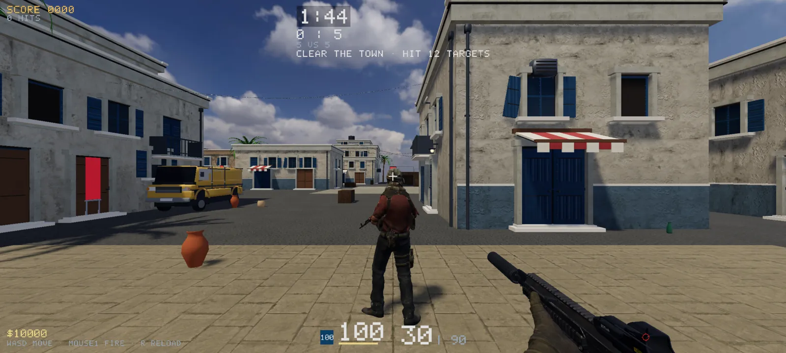A first-person street with a native HUD, captured on an Android phone.